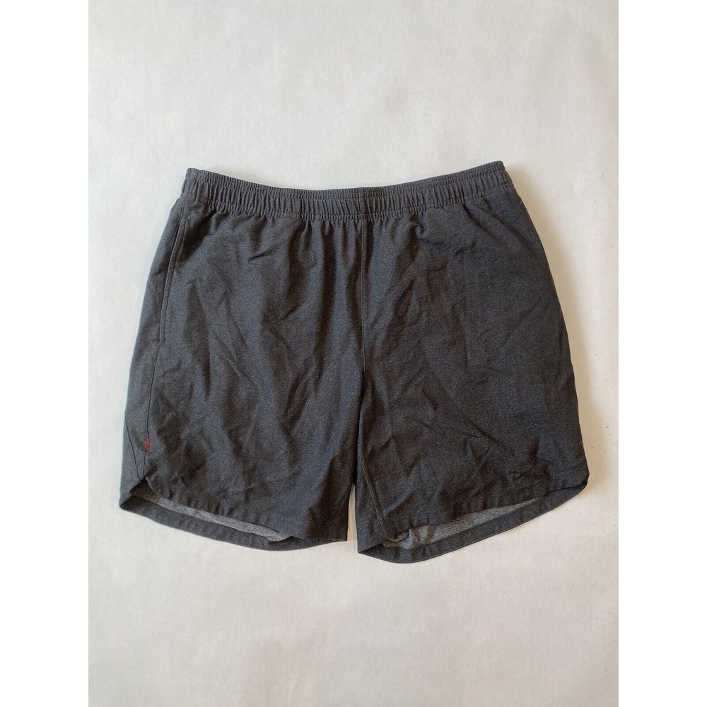 Men's Rhone Large Gray Black Lined drawstring athletic shorts